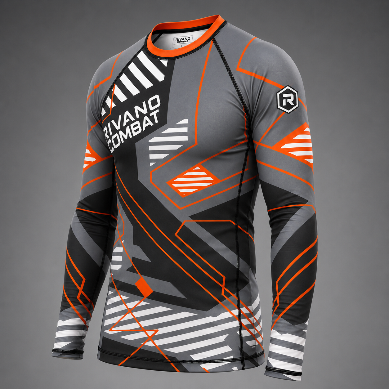 Grey & Orange Long-Sleeve Rash Guard - Image 3